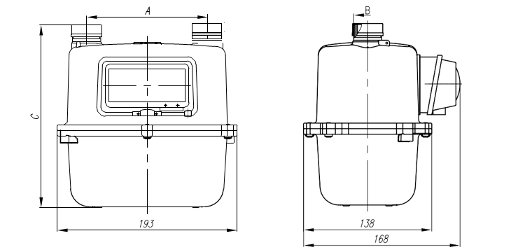 Диафрагменный счетчик газа MA - компактного типа в алюминиевом корпусе